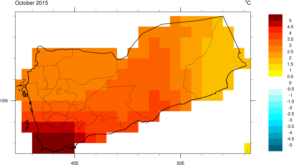 Monthly Climate Data for Yemen October 2015