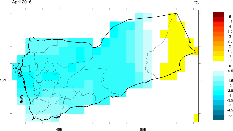 Monthly Climate Data for Yemen April 2016
