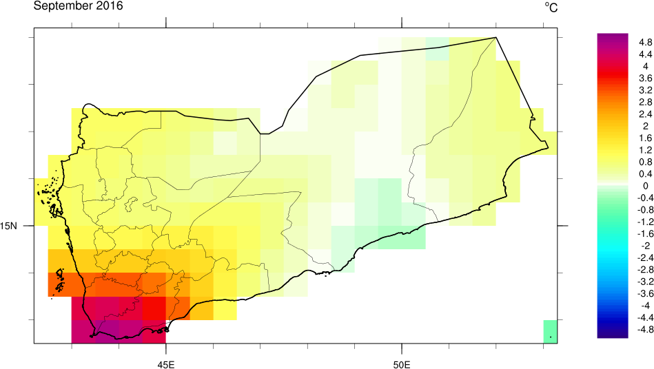 Monthly Climate Data for Yemen September 2016