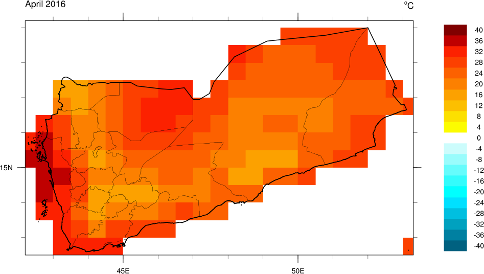 Monthly Climate Data for Yemen April 2016