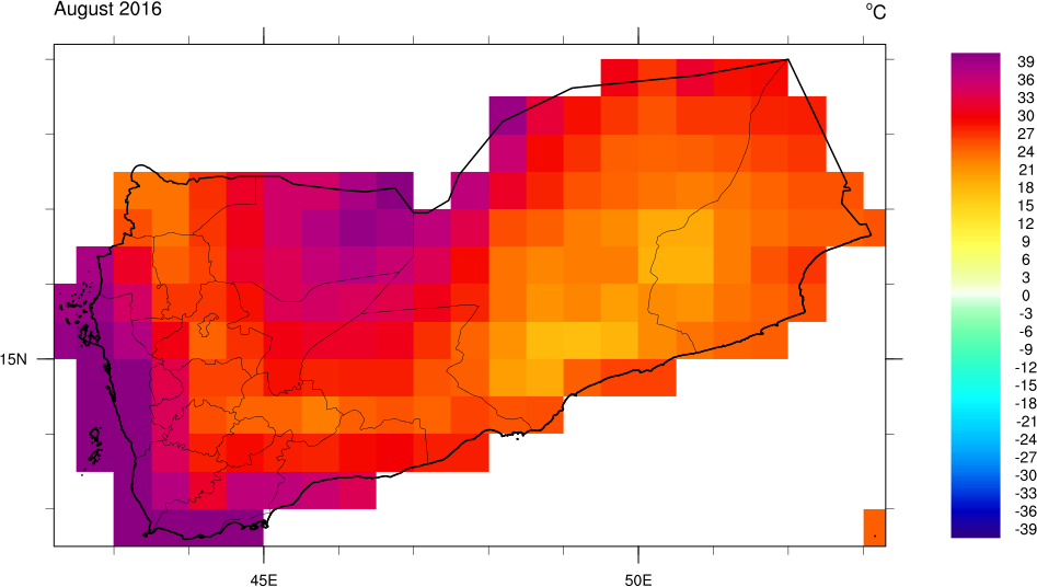 Monthly Climate Data for Yemen August 2016